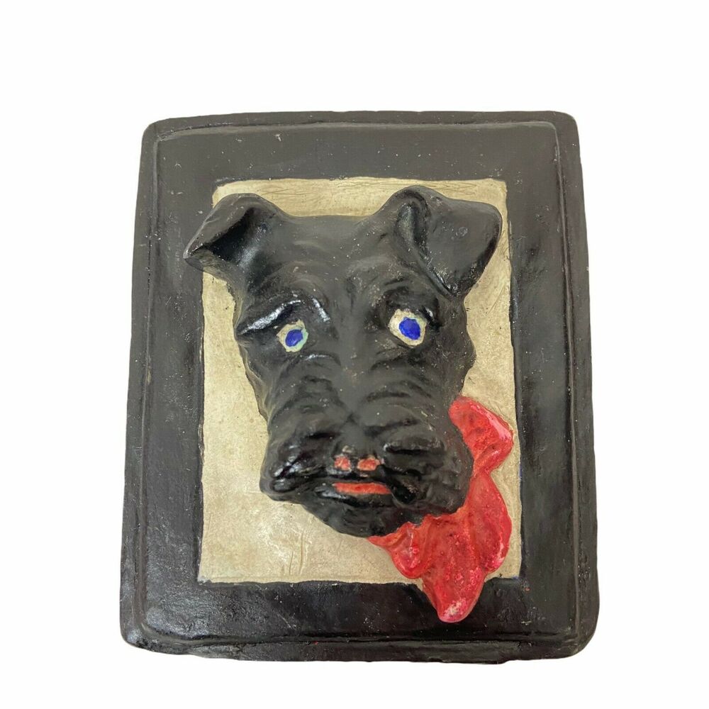 Scottie Dog Plaques Black Art Decor Wall Hanging 4.5" X 4" Set Of Three Vintage